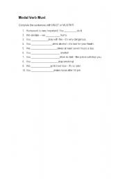 English worksheet: Modal Verb Must