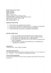 English worksheet: comparative and superlative lesson plan for elementary students