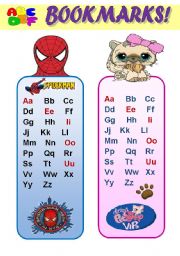 ABC BOOKMARKS FOR BOYS AND GIRLS -  A SET OF 6  FUNNY BOOKMARKS WITH ALPHABET AND CARTOON CHARACTERS! (EDITABLE!!!) 3 pages