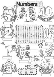 Wordsearch NUMBERS ONE TO TEN