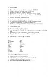 English Worksheet: Test on vocabulary environment