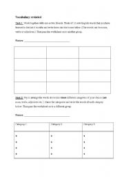 English worksheet: Vocabulary Revision