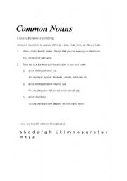 English worksheet: common nouns