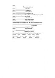 English worksheet: I see the People in my Town Song