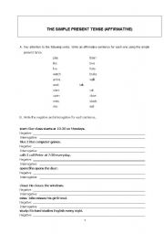 English Worksheet: THE SIMPLE PRESENT