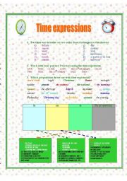 English Worksheet: Time expressions