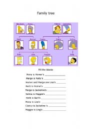 English Worksheet: The Simpsons family tree