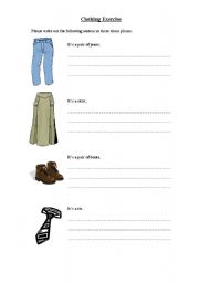English worksheet: clothing exercise