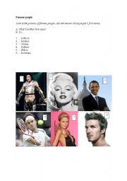 English worksheet: Famous people