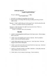 English worksheet: could + perfect tense