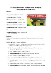 English Worksheet: Accidents and Emergencies Roleplay