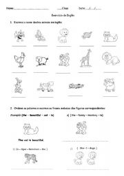 English worksheet: Exercises on animals