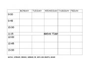 English worksheet: School Timetable
