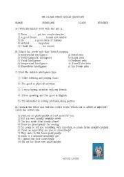 English worksheet: 8th first exam
