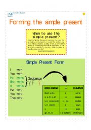 English worksheet: Forming the simple present