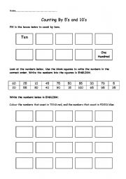 English worksheet: Counting in 5s and 10s