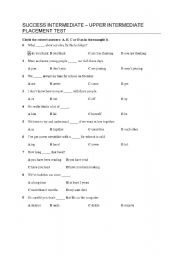 English Worksheet: intermidiate test