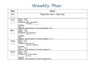 English worksheet: weekly plan