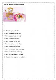 English worksheet: there is /there are- prepositions
