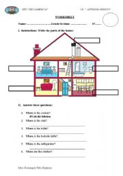 English Worksheet: parts of the house