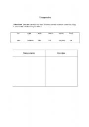 English worksheet: Transportation - Word Sort