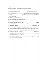 English worksheet: Present Simple and Present Continious