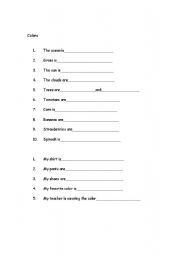 English Worksheet: Colours worksheet