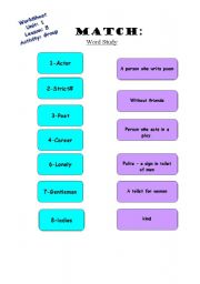 English worksheet: vocabulary