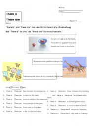 English Worksheet: Practice Worksheet for there is and there are