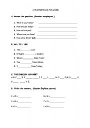 English worksheet: 5th Grade Exam 1