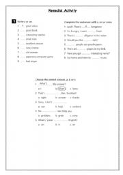 English worksheet: Remedial activity