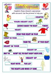 English Worksheet: Idiomatic expressions - HEART - 