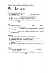 English Worksheet: usa worksheet