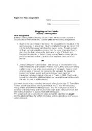 English worksheet: Stepping on the Cracks Final Assignment