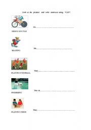 English Worksheet: Worksheet for Ability CAN