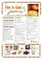 English Worksheet: How to make a pumpkin pie : a real autumn treat