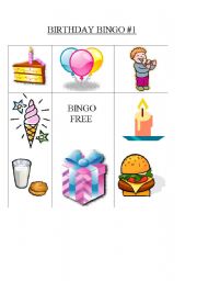 English worksheet: Birthday Bingo Card #1 