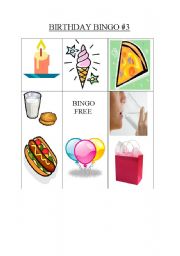 English worksheet: Birthday Bingo Card #3 