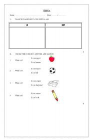 English Worksheet: a/ an 