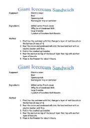 English worksheet: Giant Icecream Sandwich