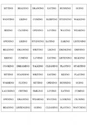 English Worksheet: Present Continuous Bingo