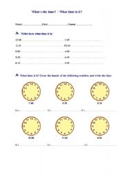 English Worksheet: the time