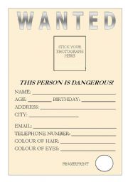 English Worksheet: Wanted