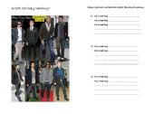 English Worksheet: what are they wearing pre entry
