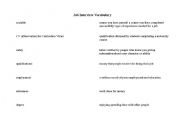 English worksheet: Job Vocab Match up