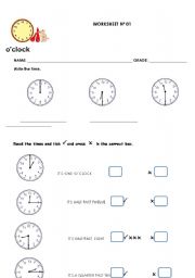 English Worksheet: it is time!!