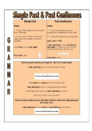 English Worksheet: Simple Past and Past Continuous