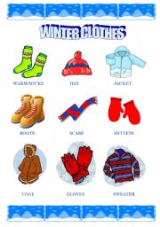 Winter clothes - ESL worksheet by reniag