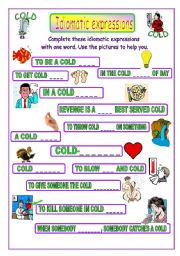 English Worksheet: Idiomatic expressions - COLD - 
