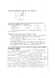 English Worksheet: Location Prepositions on, at, and in